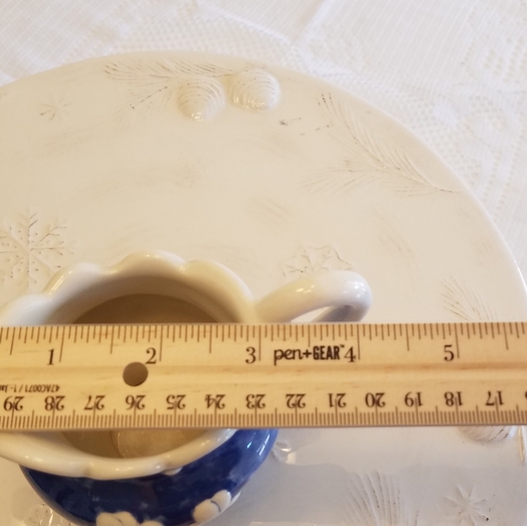 Set of 2 Beautiful Glazed  Ceramic Creamer Sugar Set Blue Floral - Picture 12 of 16